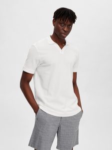 SELECTED homme ss polo cloud dancer