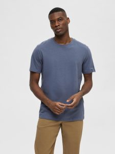 SELECTED homme linen ss o-neck tee bering sea