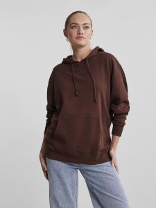 PIECES ls oversized hoodie chicory coffee