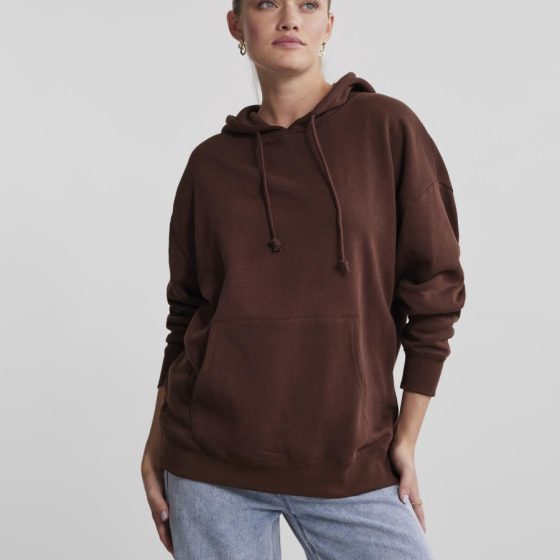 PIECES ls oversized hoodie chicory coffee