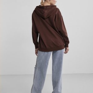 PIECES ls oversized hoodie chicory coffee