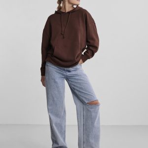 PIECES ls oversized hoodie chicory coffee