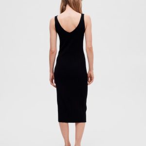 SELECTED femme sl knit midi dress black