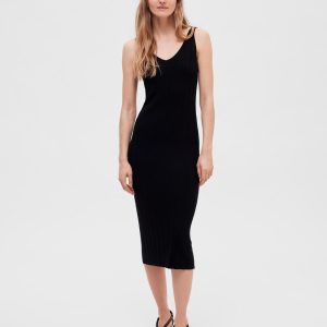 SELECTED femme sl knit midi dress black