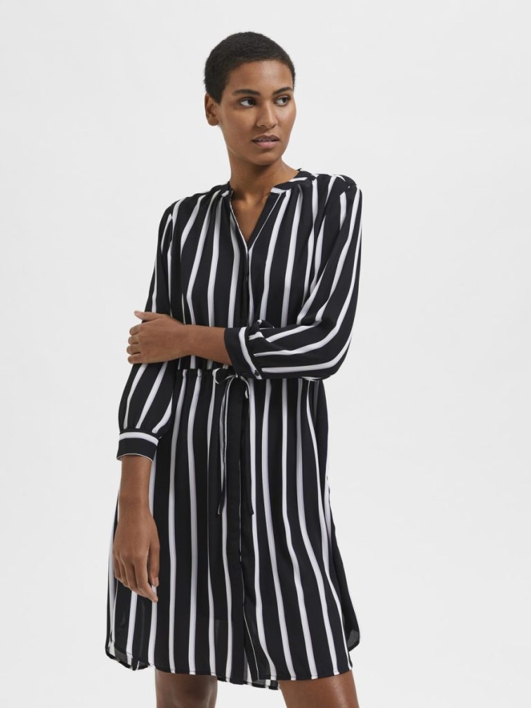 SELECTED femme 7/8 dress black/stripes