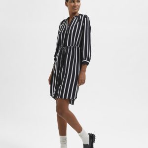 SELECTED femme 7/8 dress black/stripes