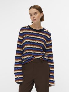 OBJECT l/s knit black w.blue/bitter