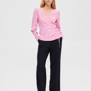 SELECTED femme ls satin wrap top mmonlite mauve