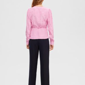 SELECTED femme ls satin wrap top mmonlite mauve