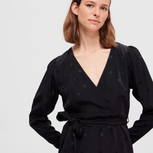 SELECTED femme ls ankle satin dress black