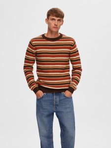 SELECTED homme ls knit stripes demitasse multi color