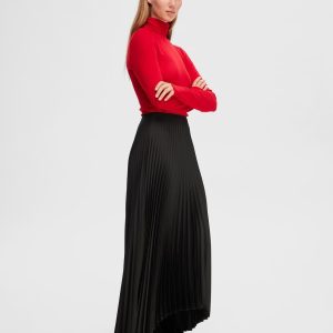 SELECTED femme hw long plisse skirt black