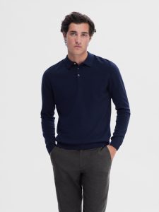 SELECTED homme ls knit polo navy blazer