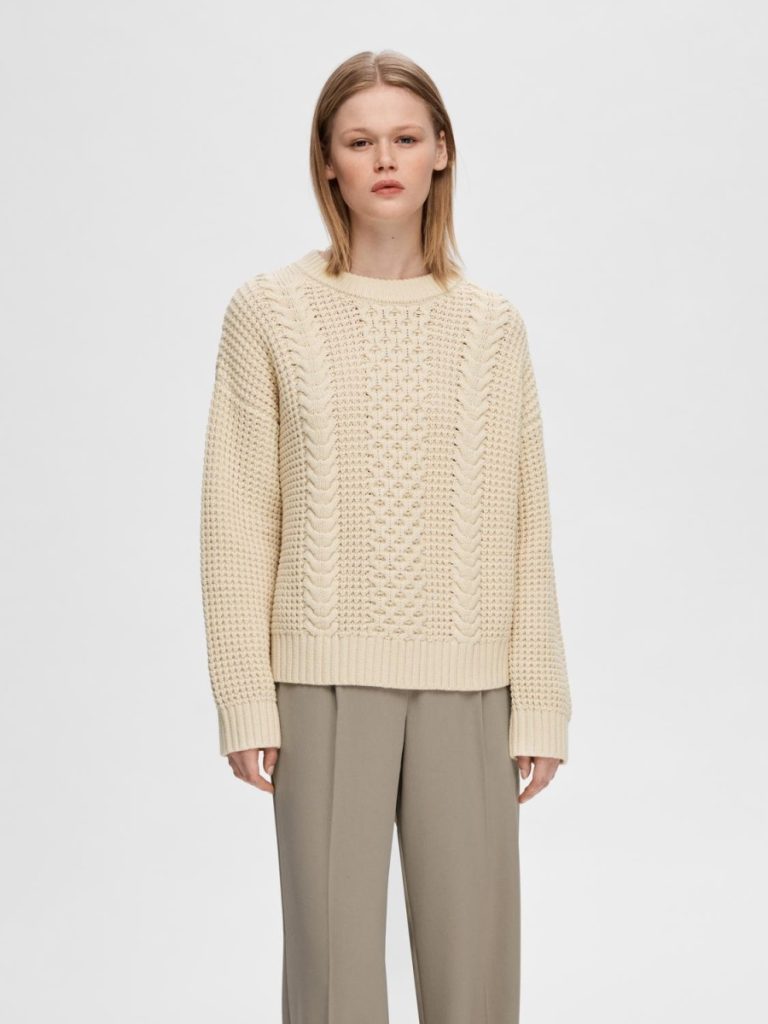 SELECTED femme ls knit o-neck birch