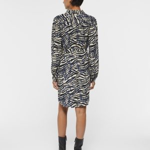 OBJECT l/s shirt dress black dark denim zebra aop