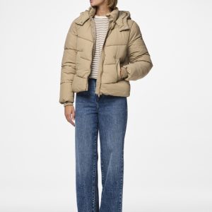 PIECES short puffer jacket silver mink