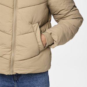 PIECES short puffer jacket silver mink