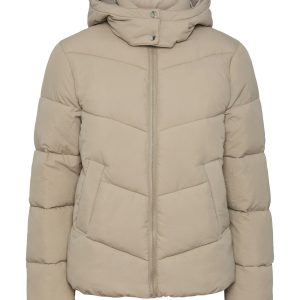 PIECES short puffer jacket silver mink