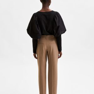 SELECTED femme mw cropped pant camel melange