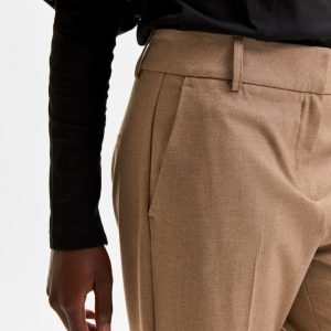 SELECTED femme mw cropped pant camel melange