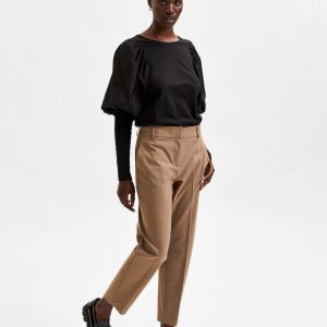 SELECTED femme mw cropped pant camel melange