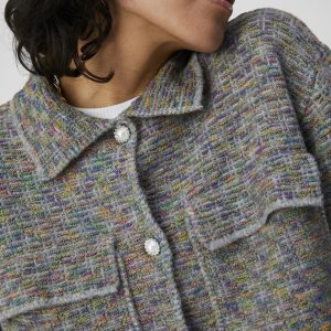 OBJECT l/s knit cardigan medium grey/multi melange