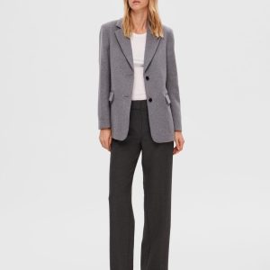 SELECTED femme wool blazer light grey melange