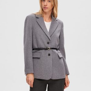 SELECTED femme wool blazer light grey melange