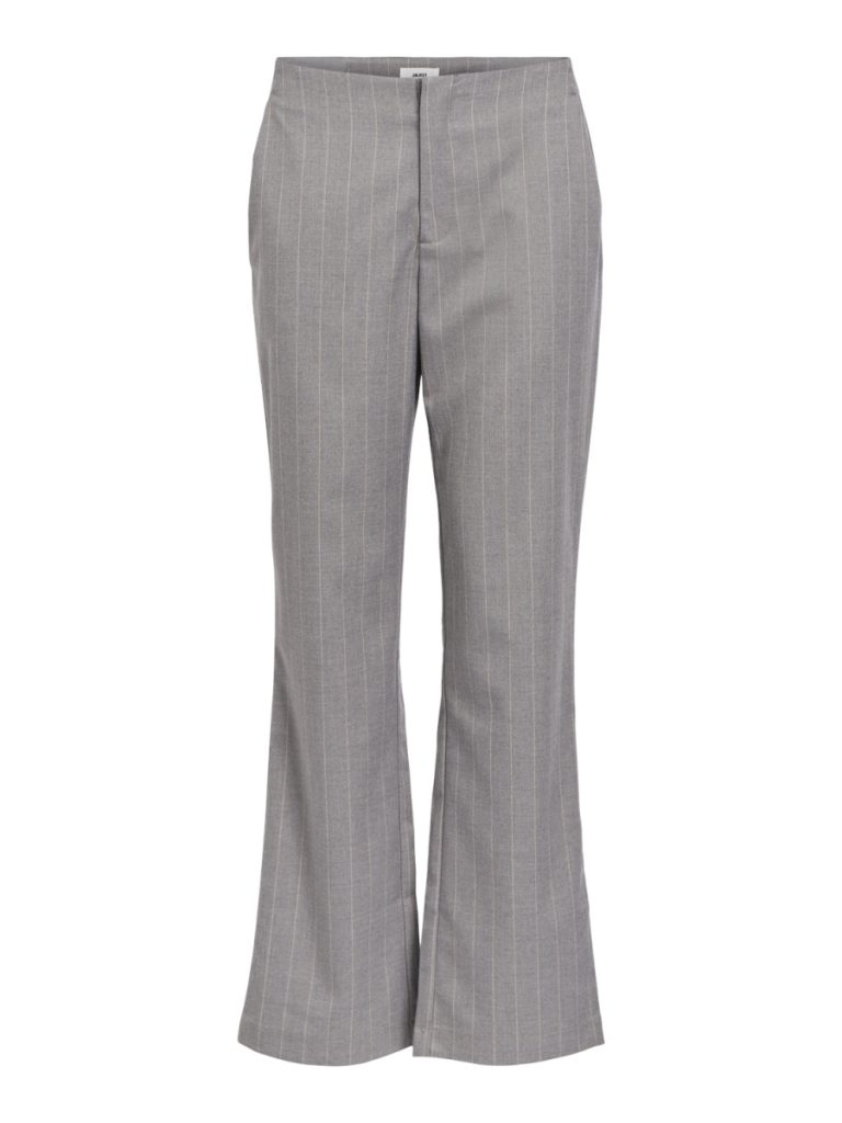 OBJECT mw flared pants medium grey melange detail pinstriped