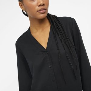 OBJECT l/s v-neck shirt black