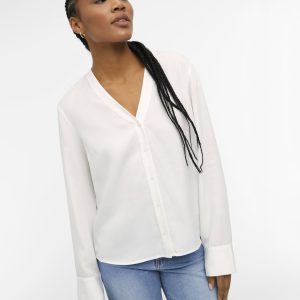 OBJECT l/s v-neck shirt cloud dancer